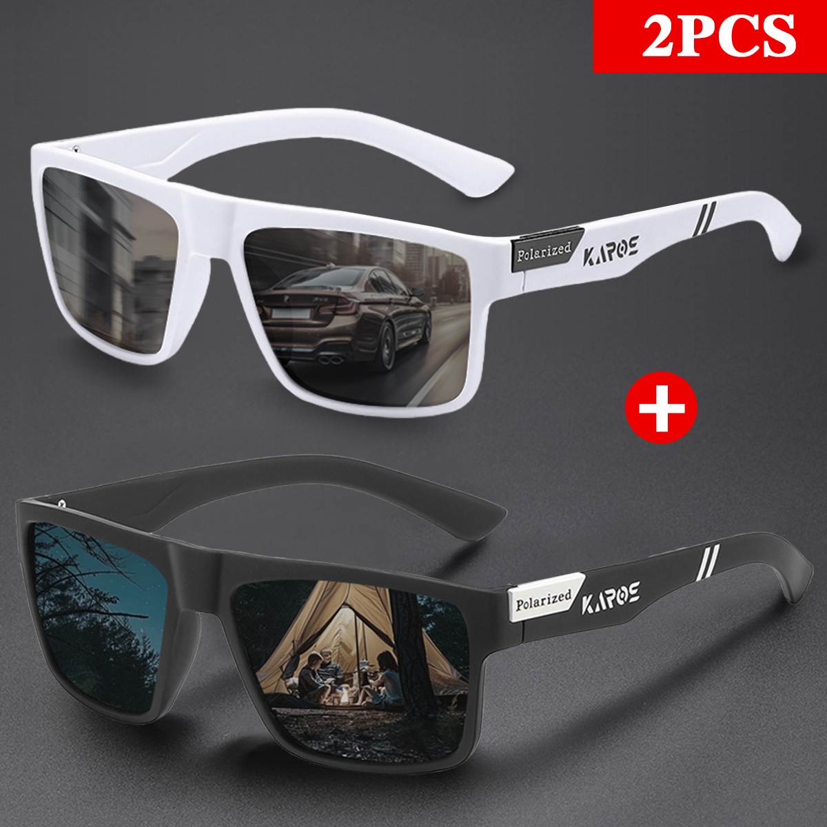 KAROS 2PCS Retro Square Polari - Fishing Sunglasses Polarized avaliação e preço