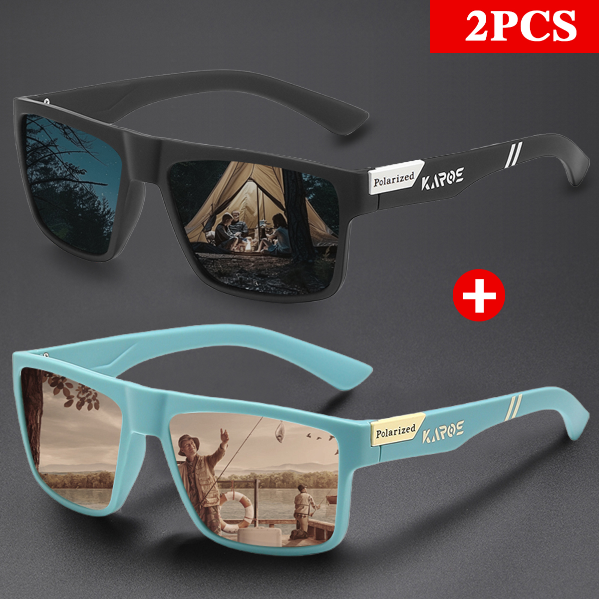 KAROS 2PCS Retro Square Polari - Fishing Sunglasses Polarized avaliação e preço