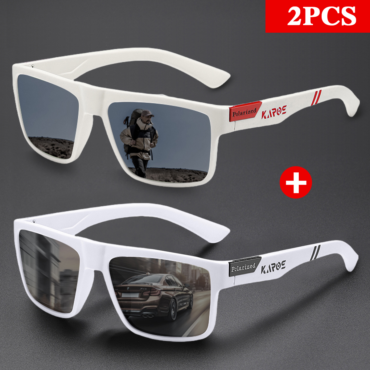 KAROS 2PCS Retro Square Polari - Fishing Sunglasses Polarized avaliação e preço