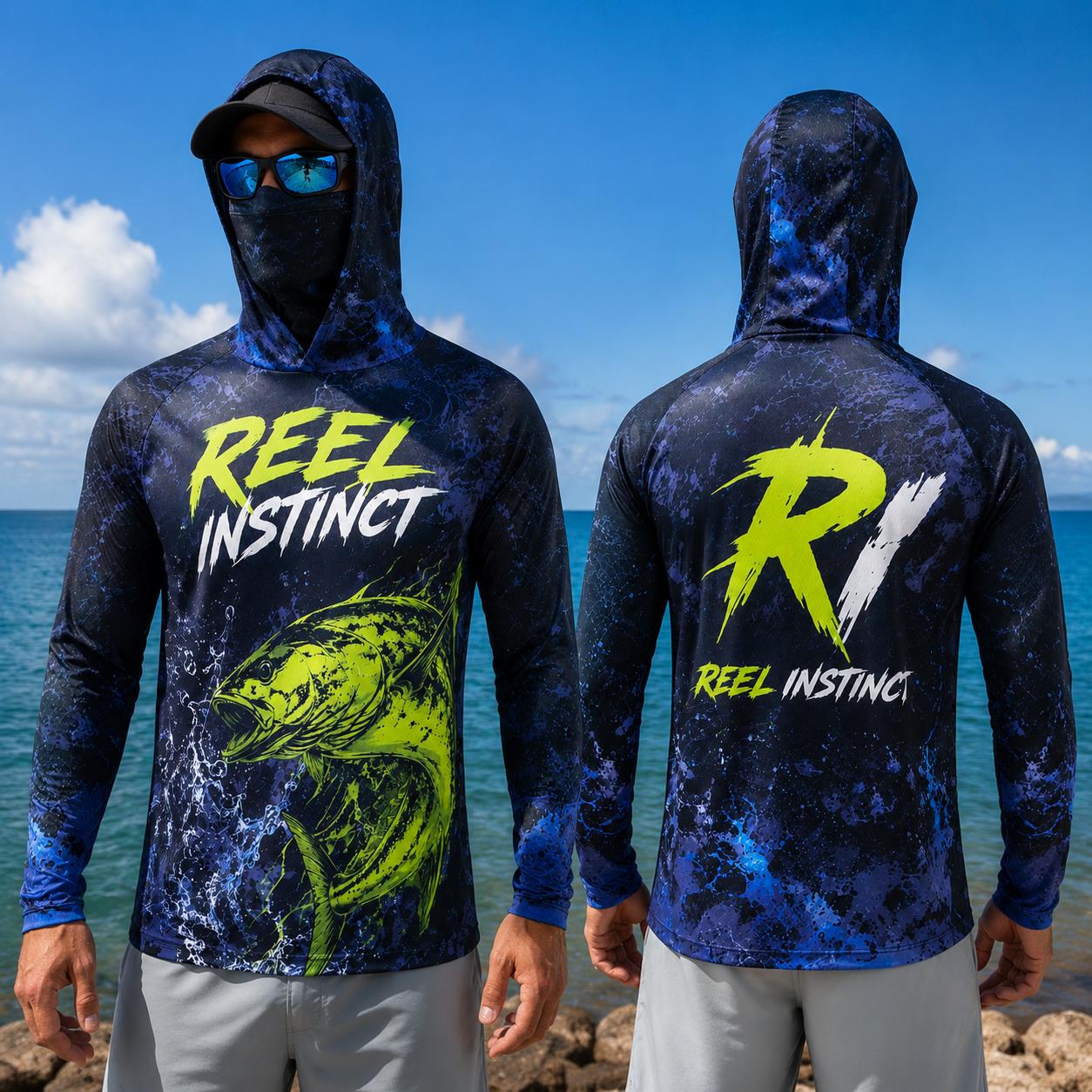 Fishing Hoodie Shirt Men Long  - Fishing Mask Sun Protection avaliação e preço