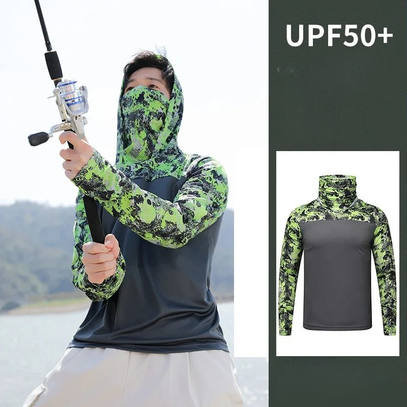 Fishing Shirt Hooded Men Sunsc - Fishing Mask Sun Protection avaliação e preço