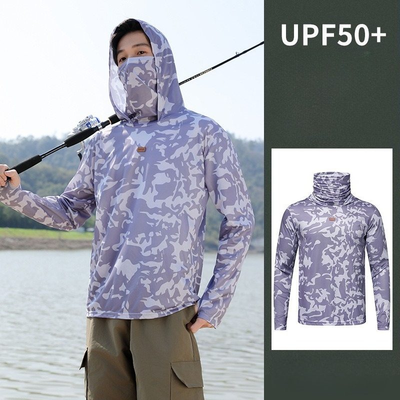 Fishing Shirt Hooded Men Sunsc - Fishing Mask Sun Protection avaliação e preço