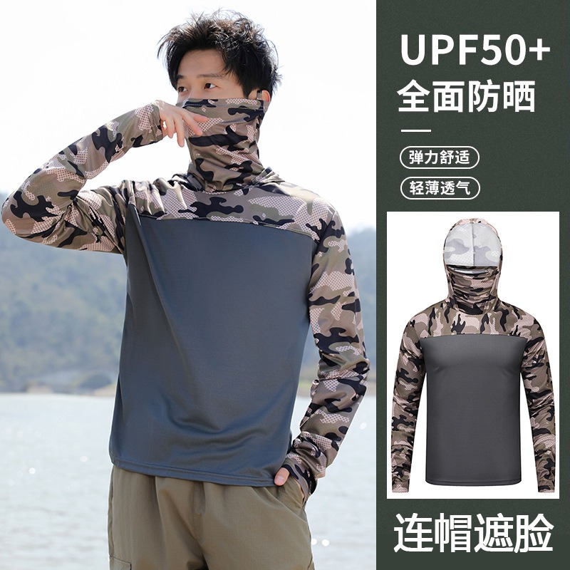Fishing Shirt Hooded Men Sunsc - Fishing Mask Sun Protection avaliação e preço