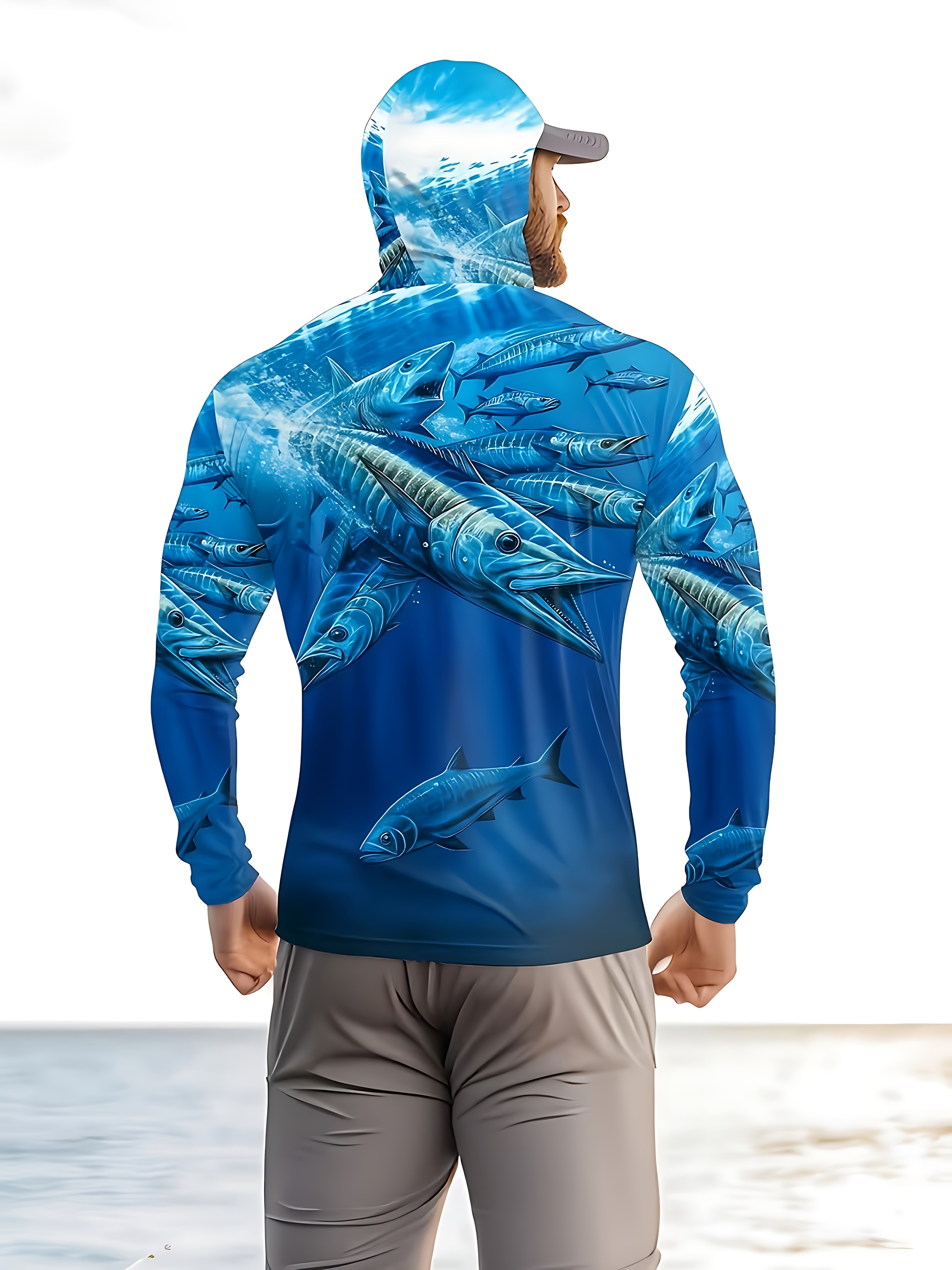 Fishing Shirt Hooded Men Fishi - Fishing Mask Sun Protection avaliação e preço