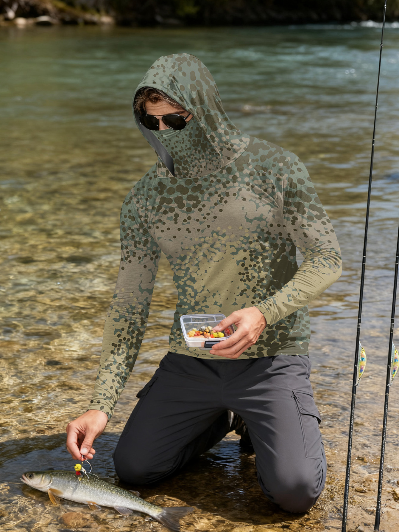 Men's Fishing Hooded Long-Slee - Fishing Shirt Uv Protection avaliação e preço