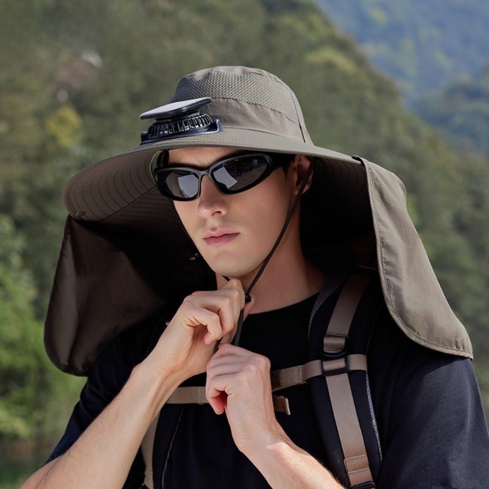 New UPF50+ Solar Fan Hat with  - Fishing Hat avaliação e preço