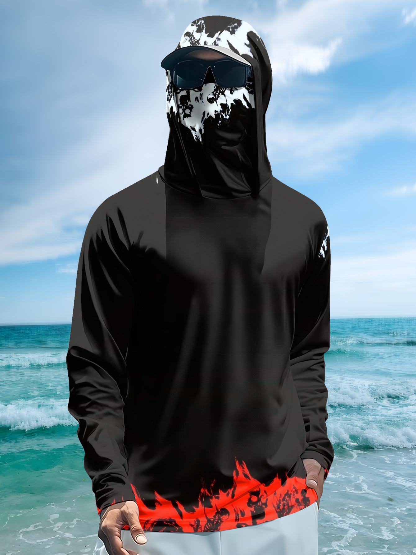 Men Hood Fishing Shirt long sl - Fishing Shirt Uv Protection avaliação e preço