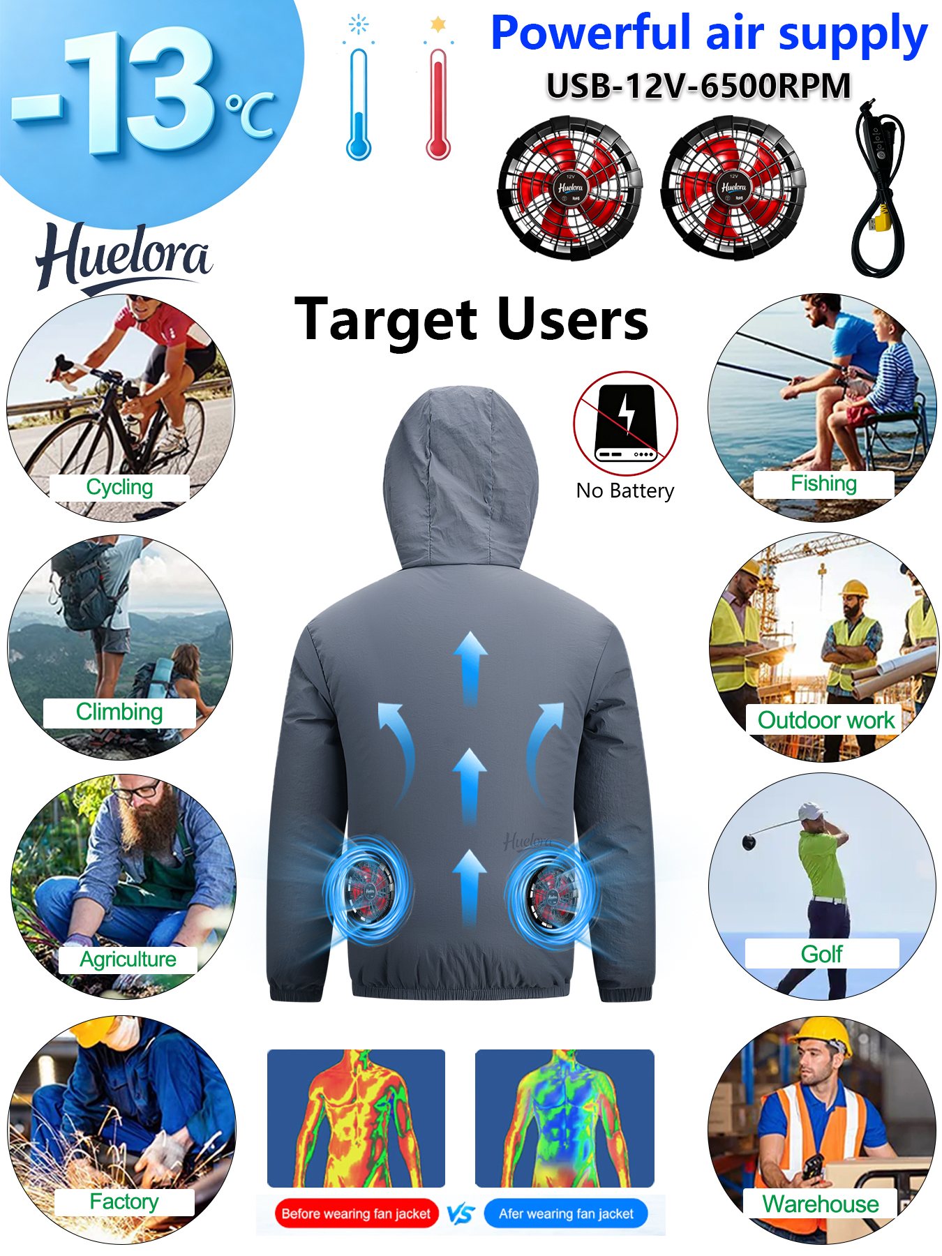 Men's Hooded USB Cooling Jacke - Fishing Hoodie avaliação e preço