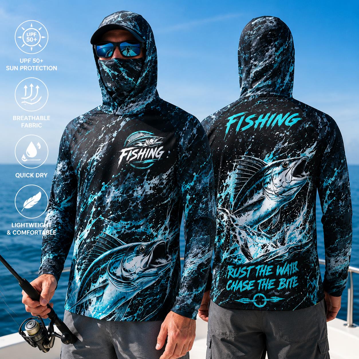 Men's Hooded Fishing Shirt UPF - Fishing Hoodie avaliação e preço