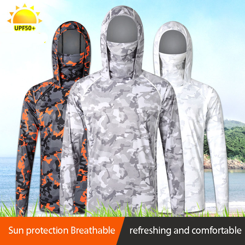Camouflage Fishing T-shirt wit - Fishing Shirt Uv Protection avaliação e preço