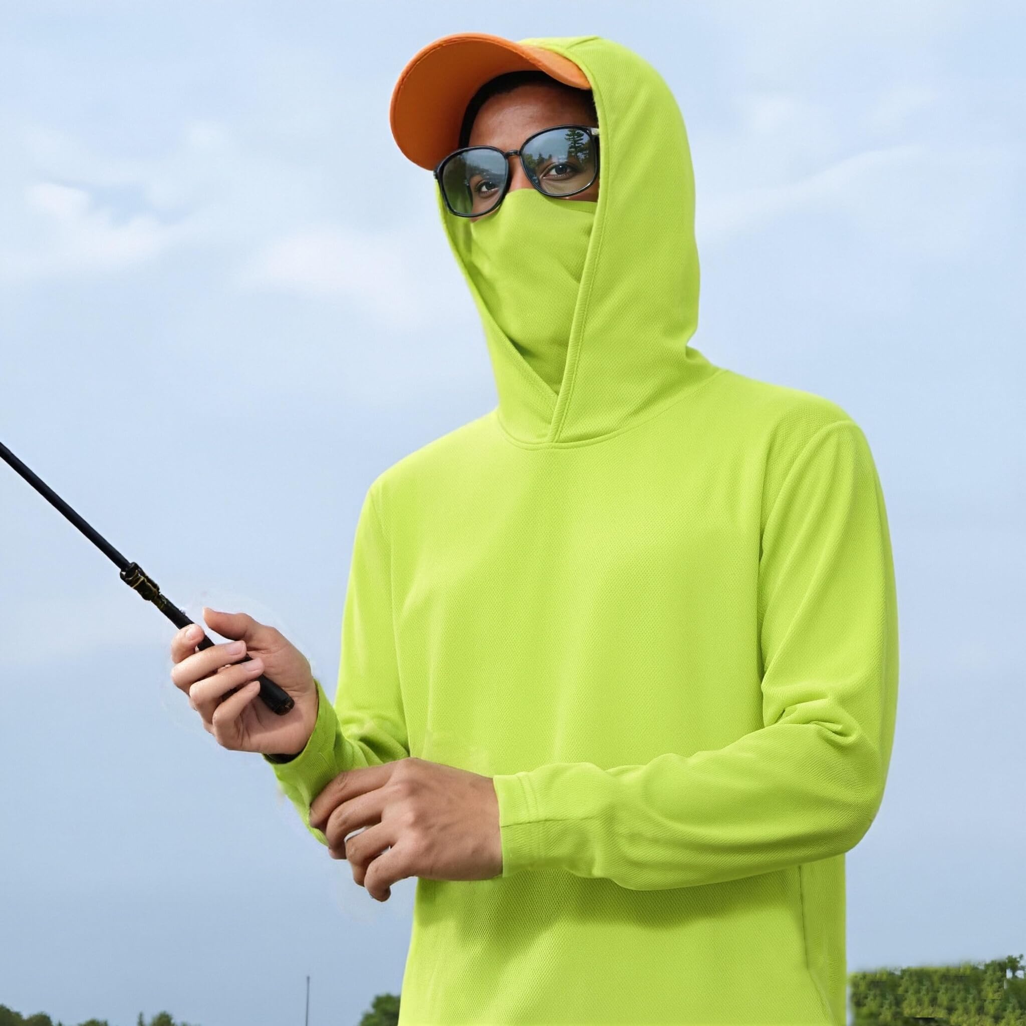 4 Pack Men's Running Hoodie wi - Fishing Mask Sun Protection avaliação e preço