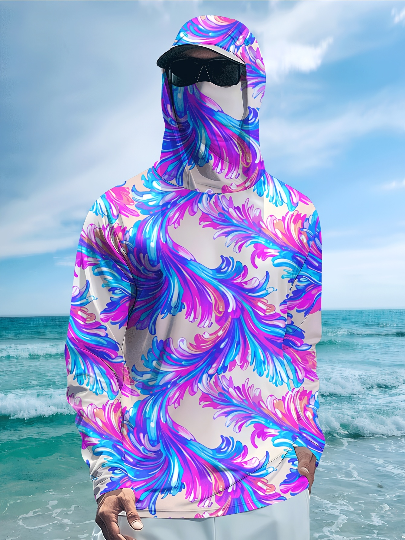 Men Hood Fishing Shirt long sl - Fishing Shirt Uv Protection avaliação e preço