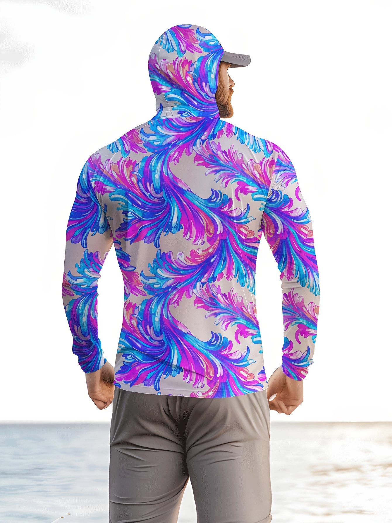 Men Hood Fishing Shirt long sl - Fishing Shirt Uv Protection avaliação e preço