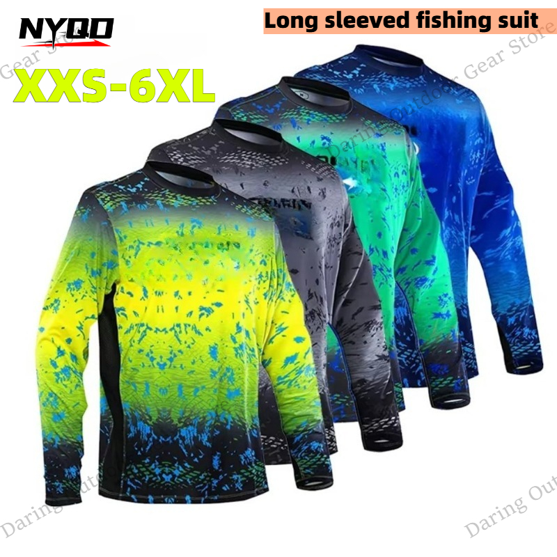 Men's Long Sleeve UPF 50+ Fish - Fishing Shirt Uv Protection avaliação e preço