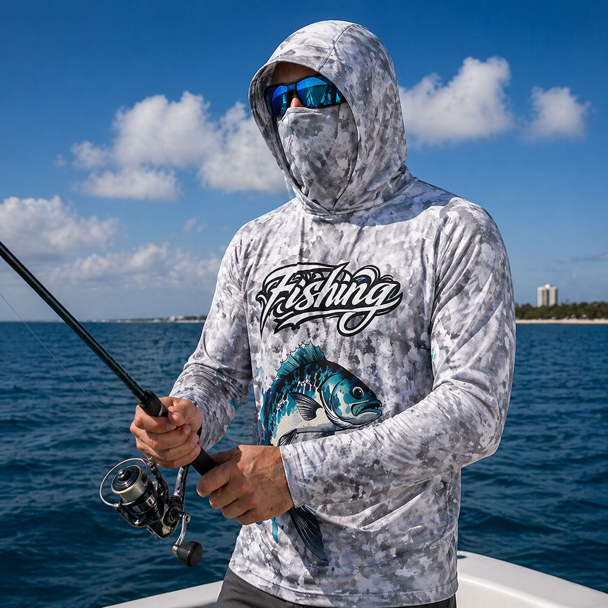 Fishing Shirt Hooded Men Fishi - Fishing Mask Sun Protection avaliação e preço