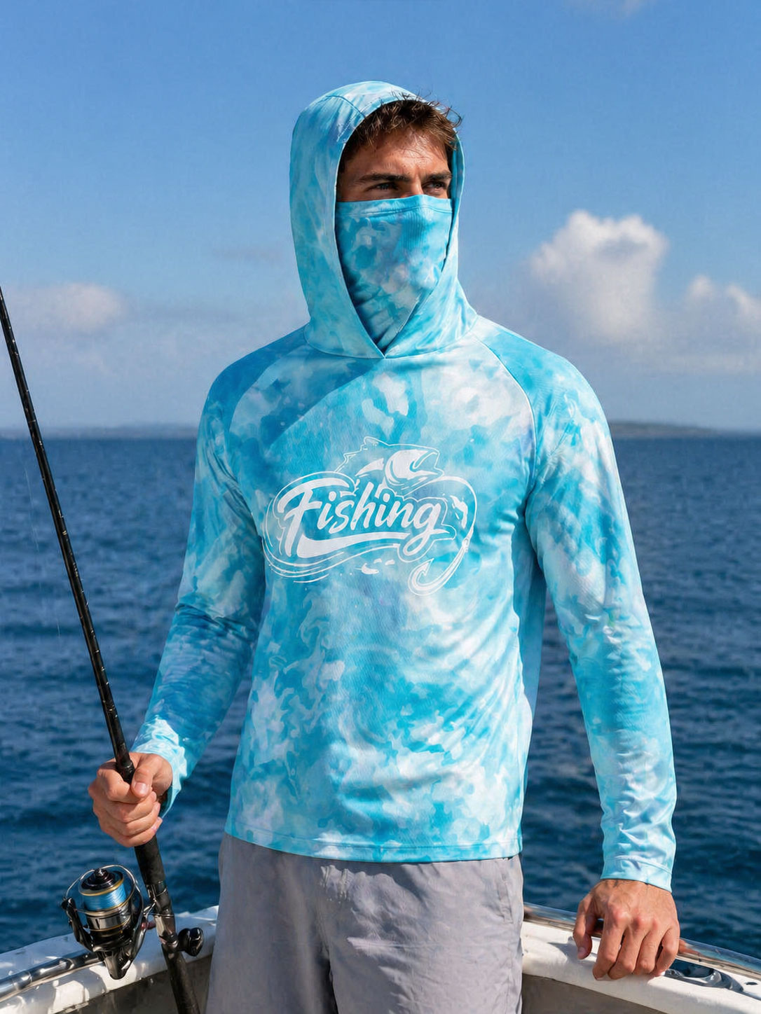 Fishing Shirt Hooded Men Fishi - Fishing Mask Sun Protection avaliação e preço