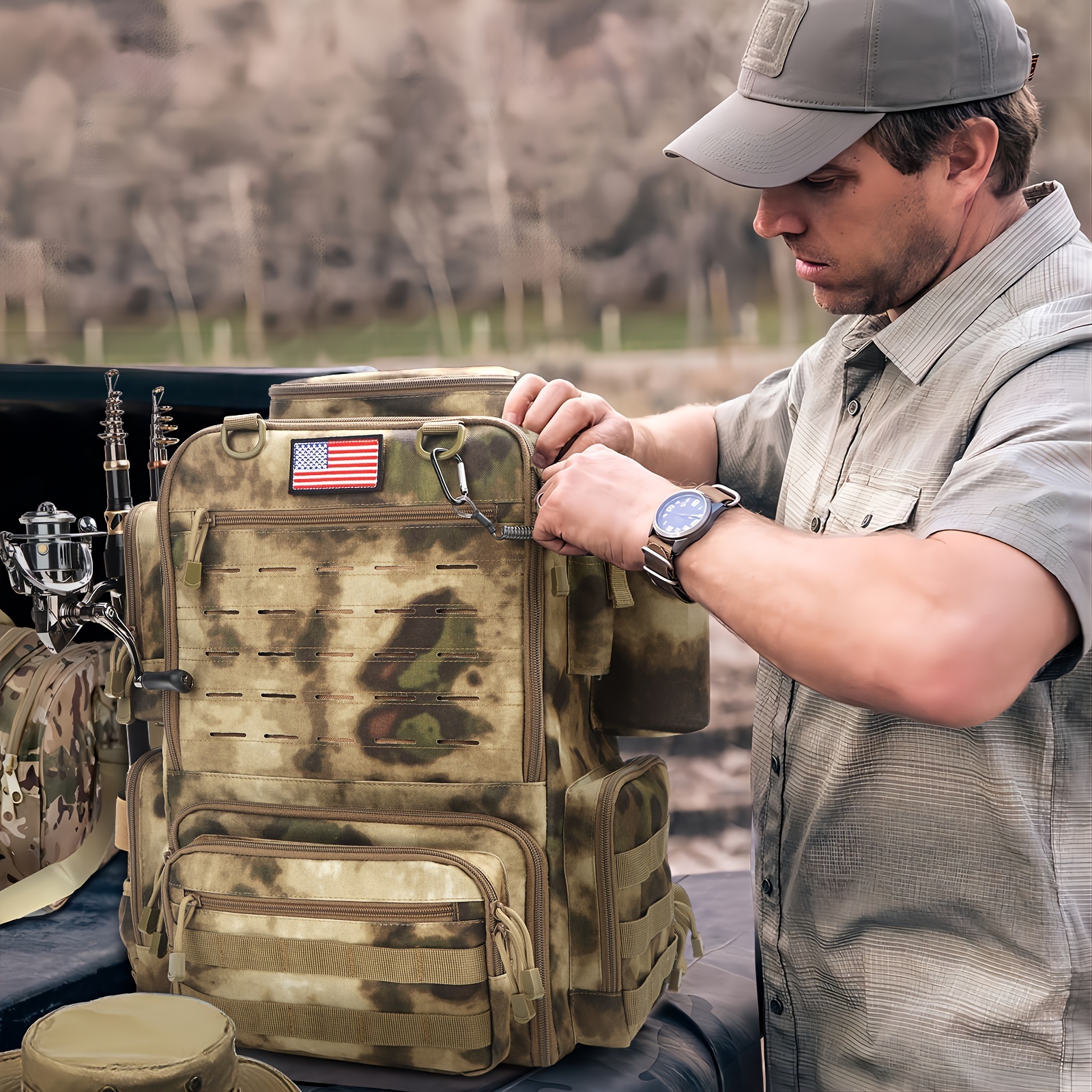 A Spacious 11.89gal Fishing Ba - Fishing Backpack avaliação e preço