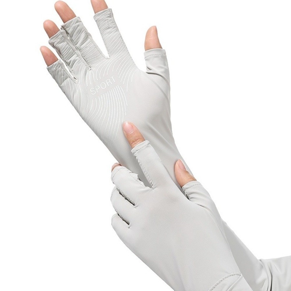 Fashion Solid Color Long Sleev - Fishing Gloves avaliação e preço