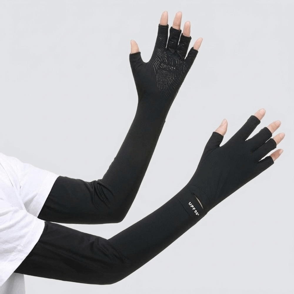 Fashion Solid Color Long Sleev - Fishing Gloves avaliação e preço