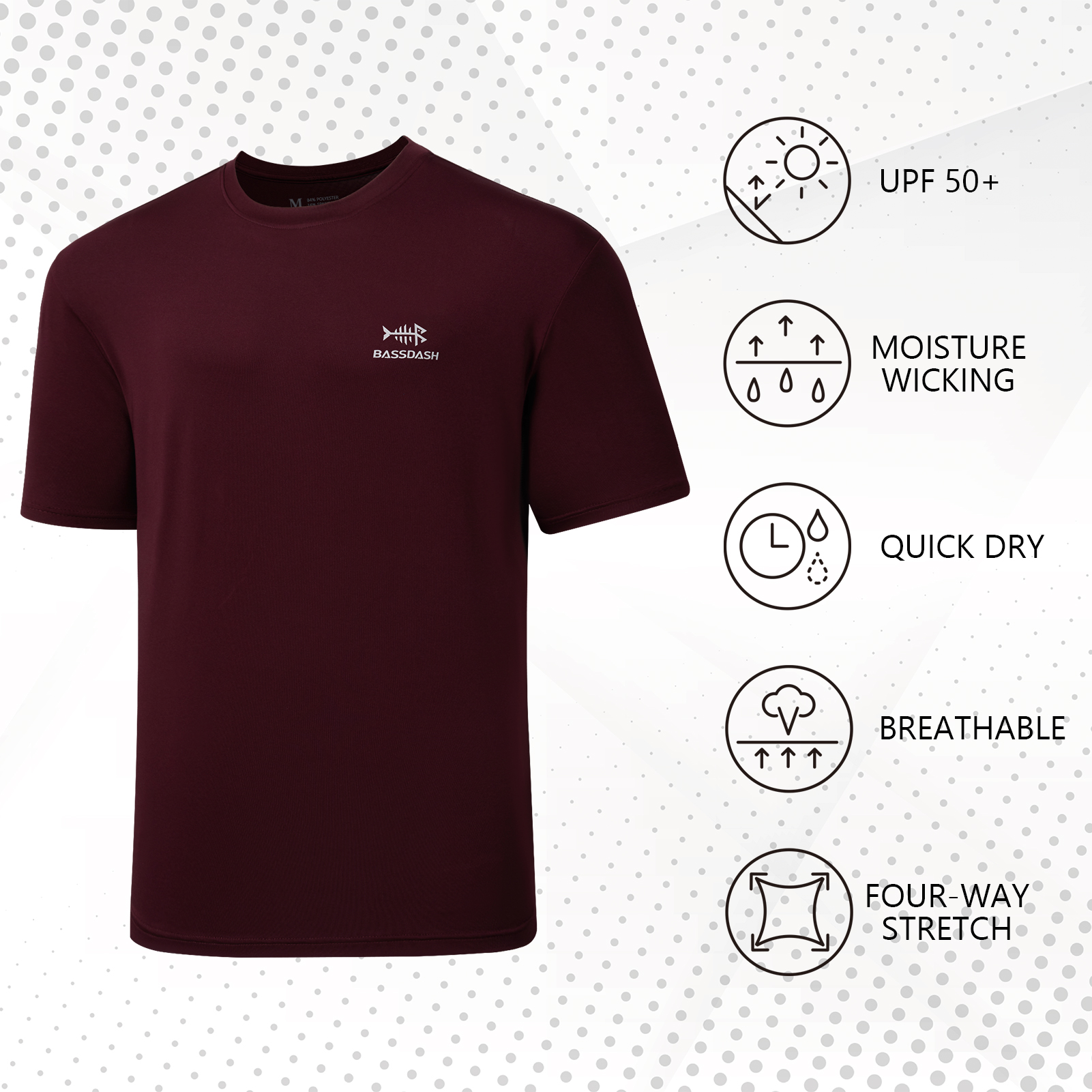BASSDASH Men’s UPF 50+ Short S - Fishing Shirt Uv Protection avaliação e preço