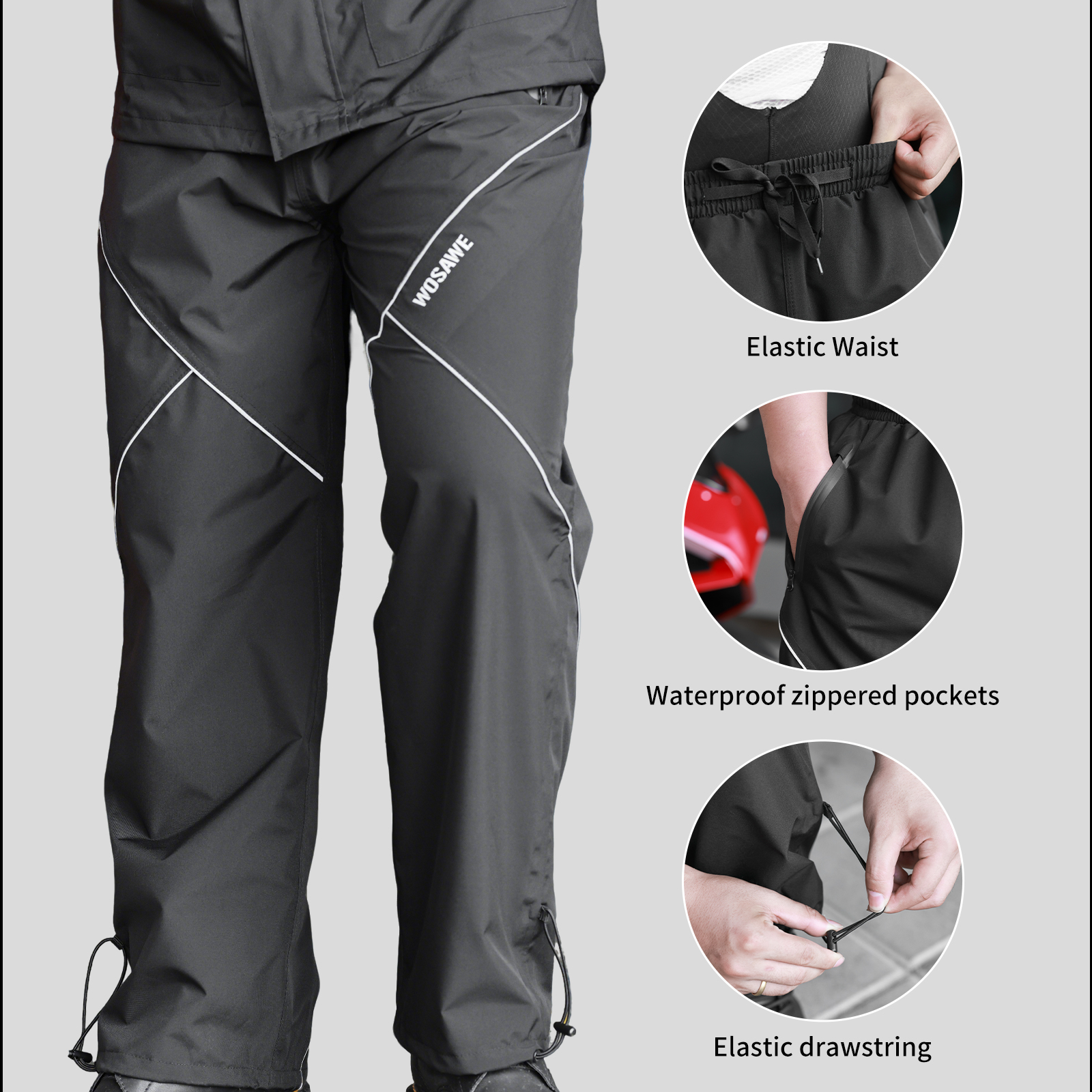 WOSAWE Cycling Rain Pants Wate - Fishing Rain Suit avaliação e preço